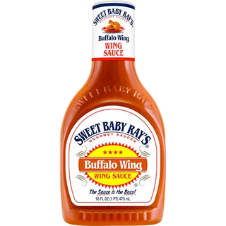 Bottle of Sweet Baby Ray's Buffalo Wing Wing Sauce on a white background