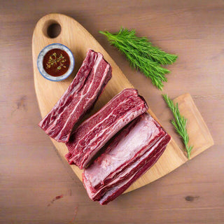 Sydney Wholesale Meats Quality Meat Products Delivered Sydney Wide Sydney Wholesale Meats Raw Beef Short Rib Meat Black Wooden Table Background Top View Flat Lay With Copy Space Text